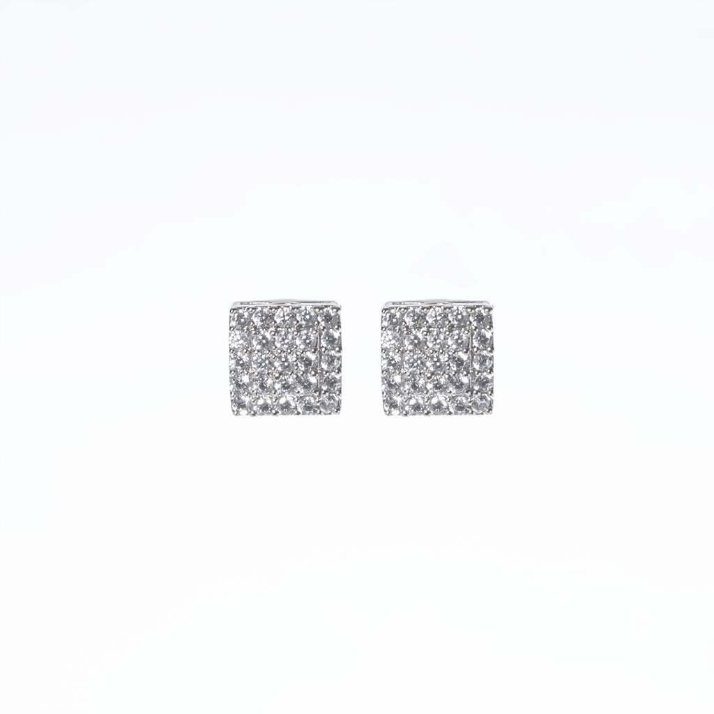 Iced Cube Stud Earrings - Eleos