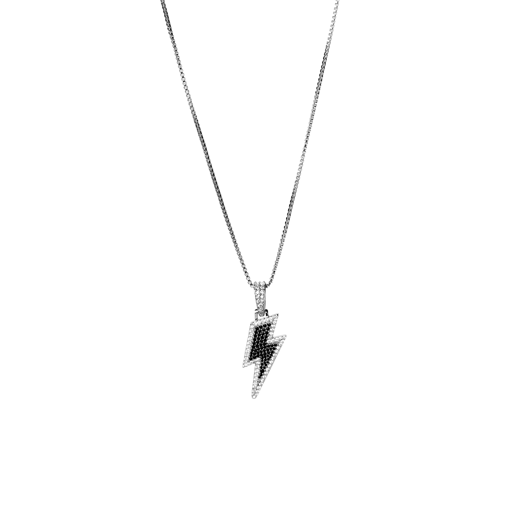 Iced Lightning Pendant (Black) + Box Chain - Eleos