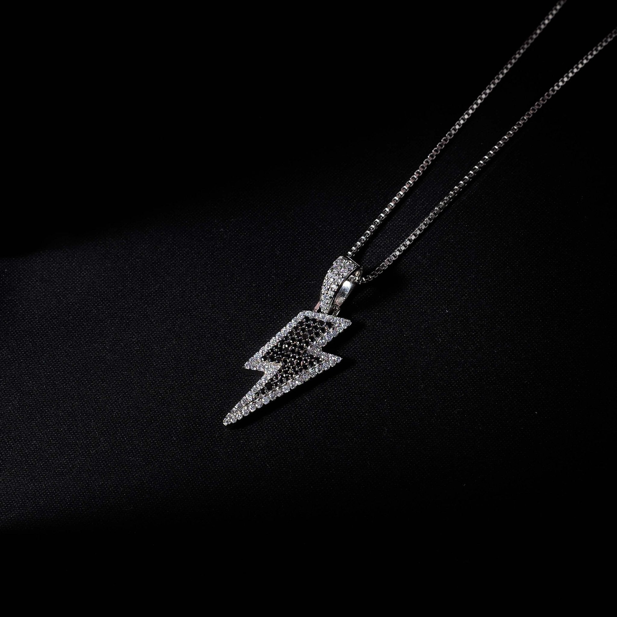 Iced Lightning Pendant (Black) + Box Chain - Eleos