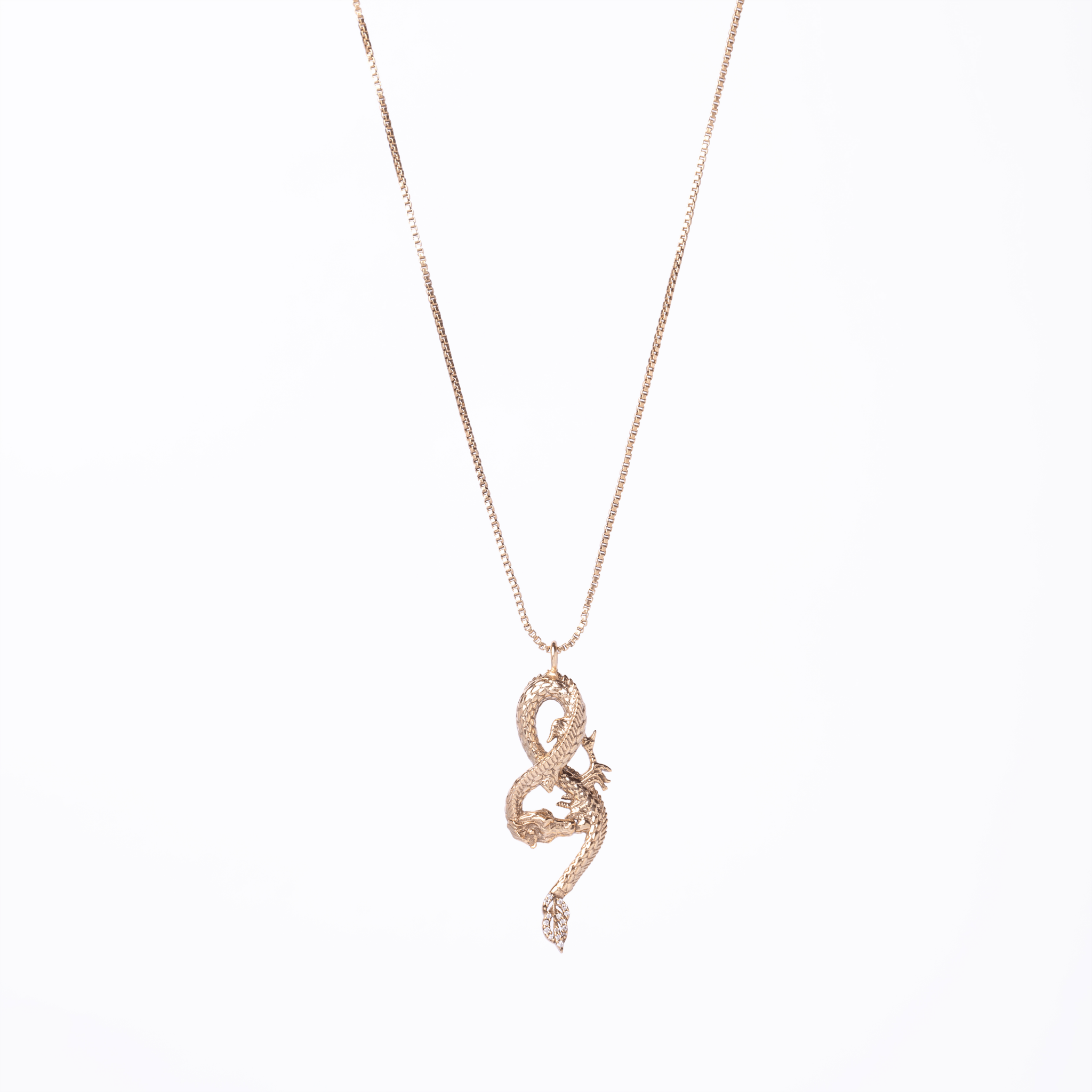 Mystic Dragon Pendant (Gold) + Box Chain - Eleos