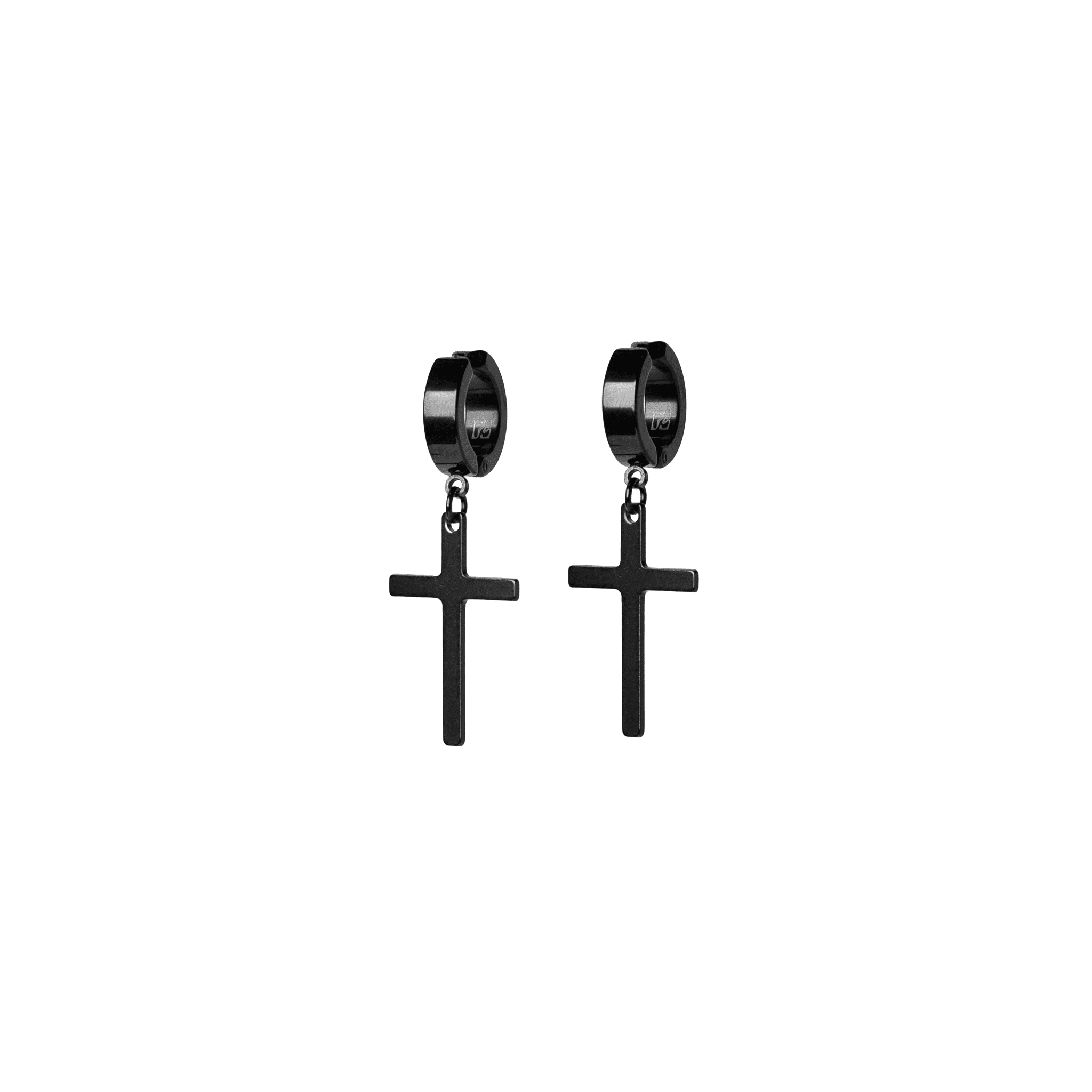 No Pierce Cross Earring (Black) - Eleos