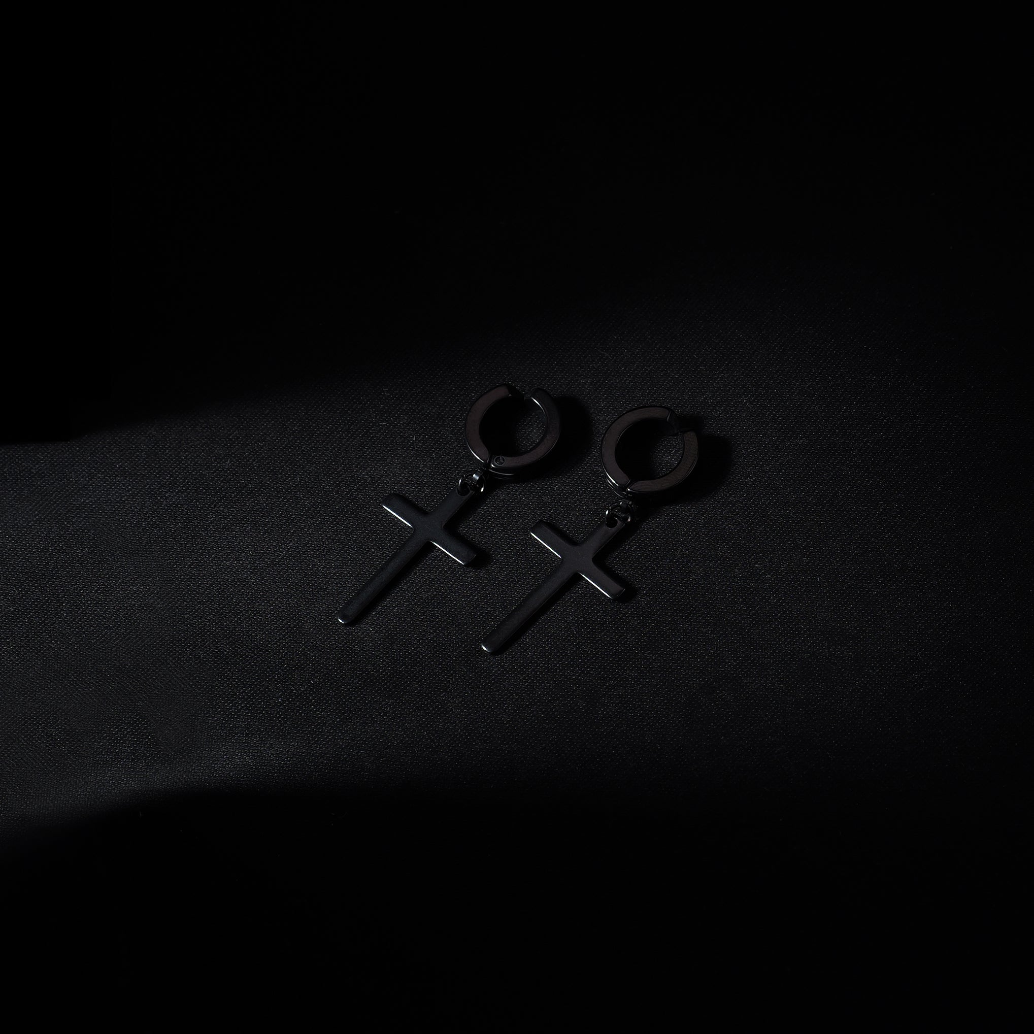 No Pierce Cross Earring (Black) - Eleos