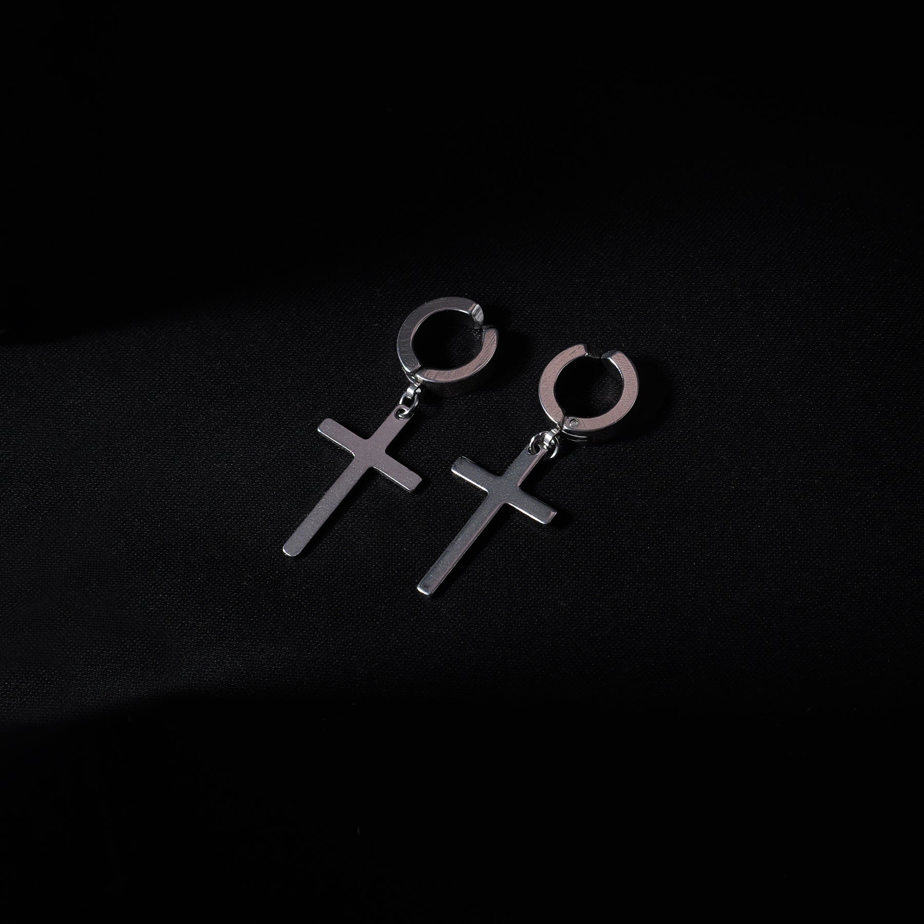 No Pierce Cross Earring (Silver) - Eleos