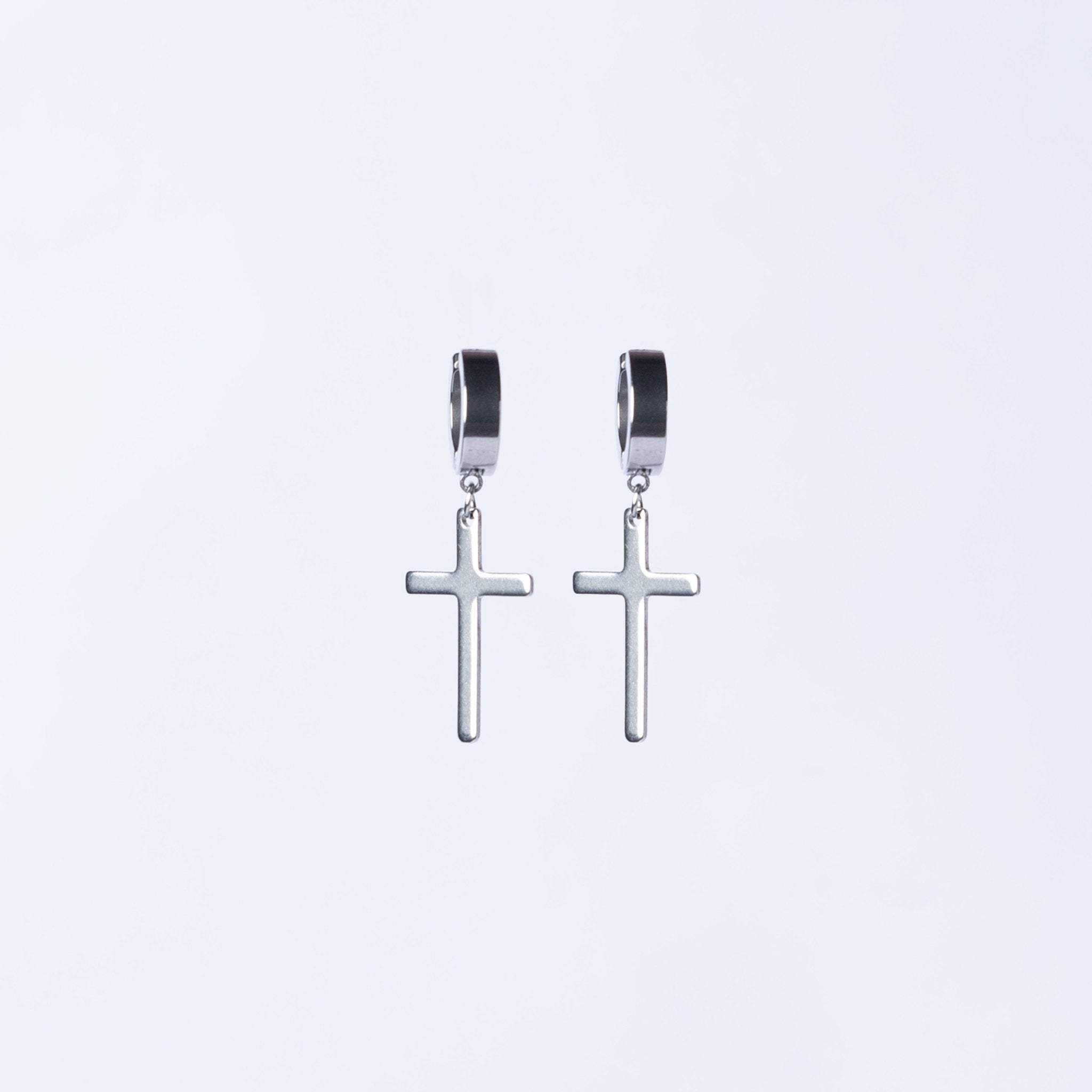 No Pierce Cross Earring (Silver) - Eleos