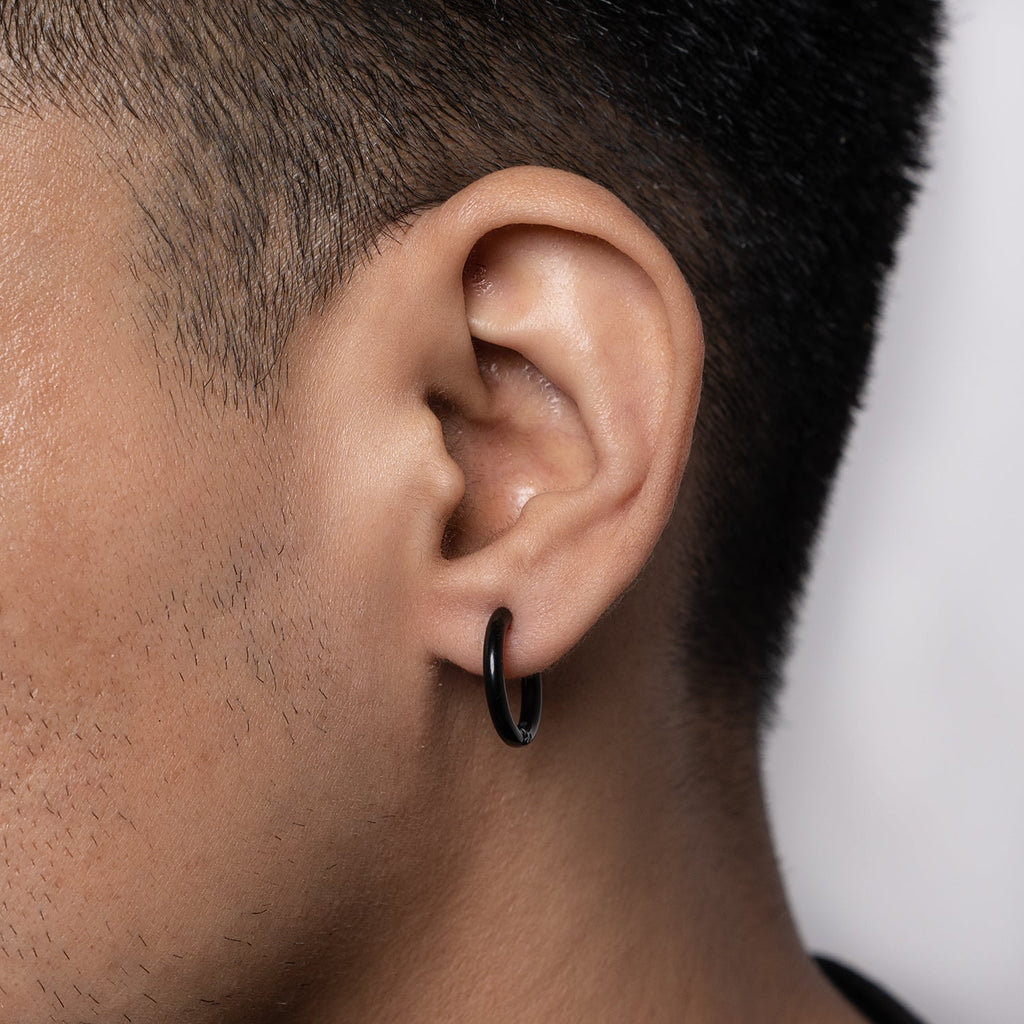 No Pierce Slim Hoops (Black) - Eleos