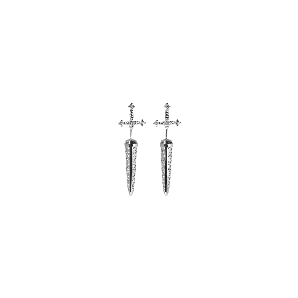 Sword of Valor Earrings (Silver) - Eleos