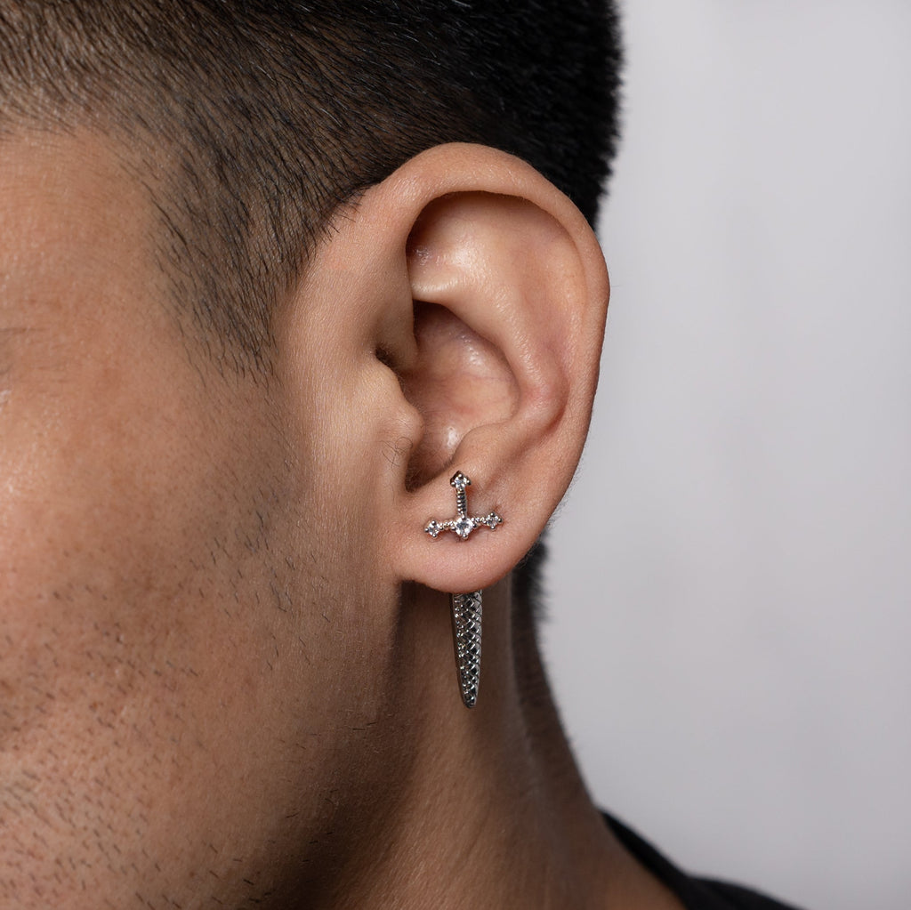 Sword of Valor Earrings (Silver) - Eleos